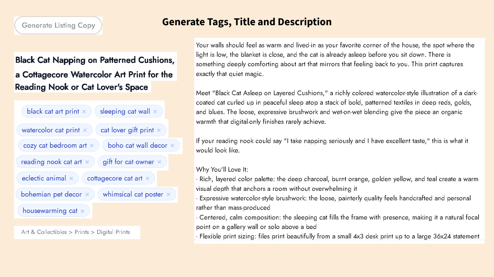 Generate Etsy listing copy